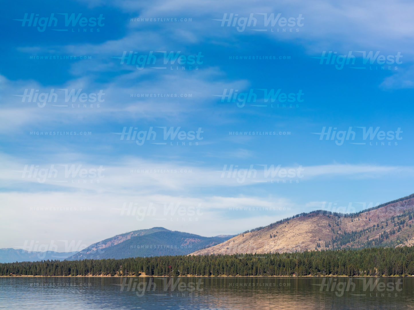 Cabinet Mountains and Clark Fork River - Late Summer - Model railroad backdrop