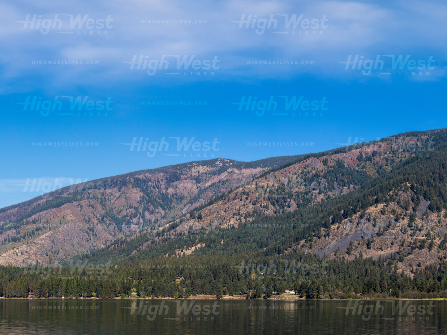 Cabinet Mountains and Clark Fork River - Late Summer - Model railroad backdrop