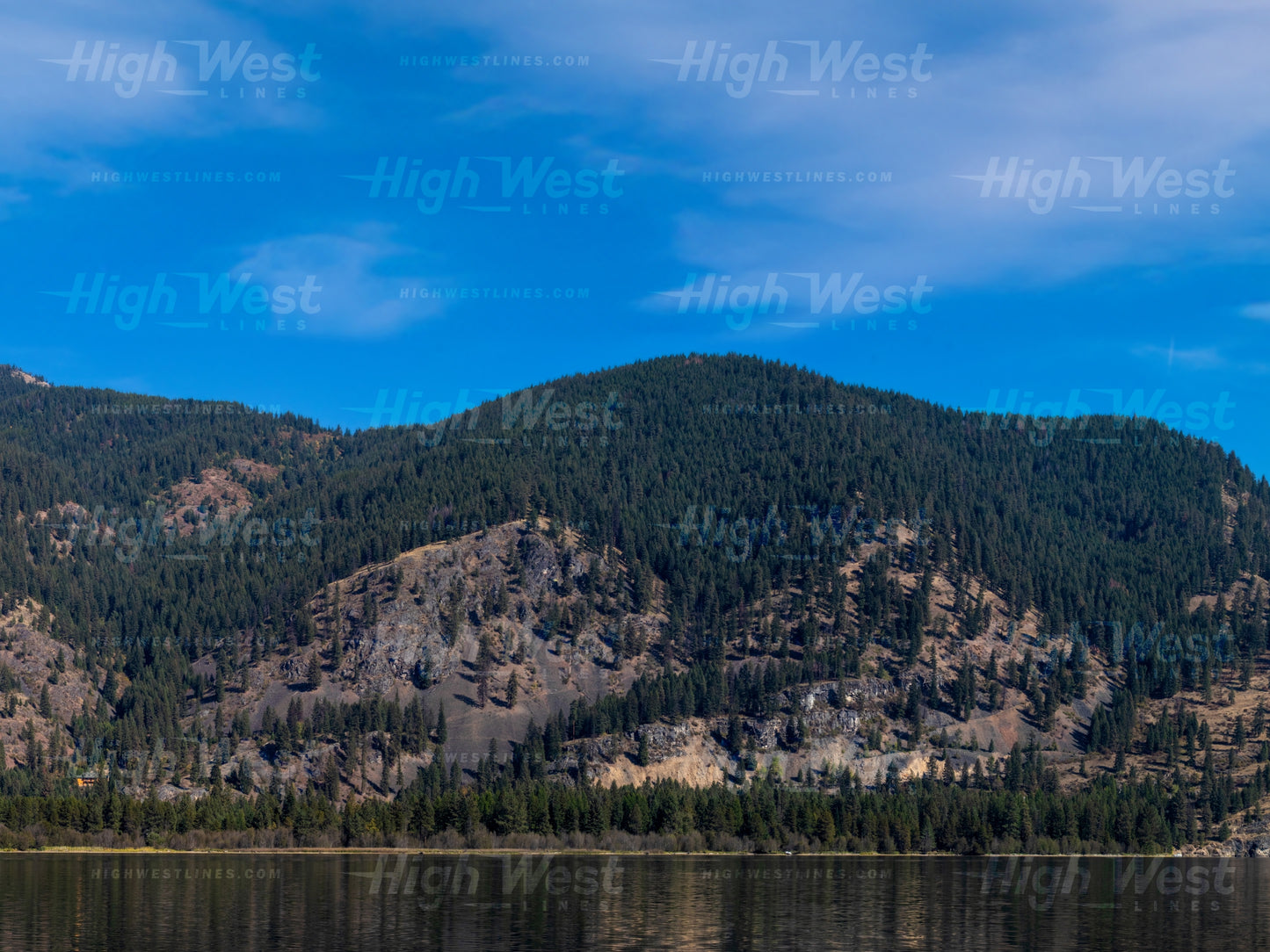 Cabinet Mountains and Clark Fork River - Late Summer - Model railroad backdrop