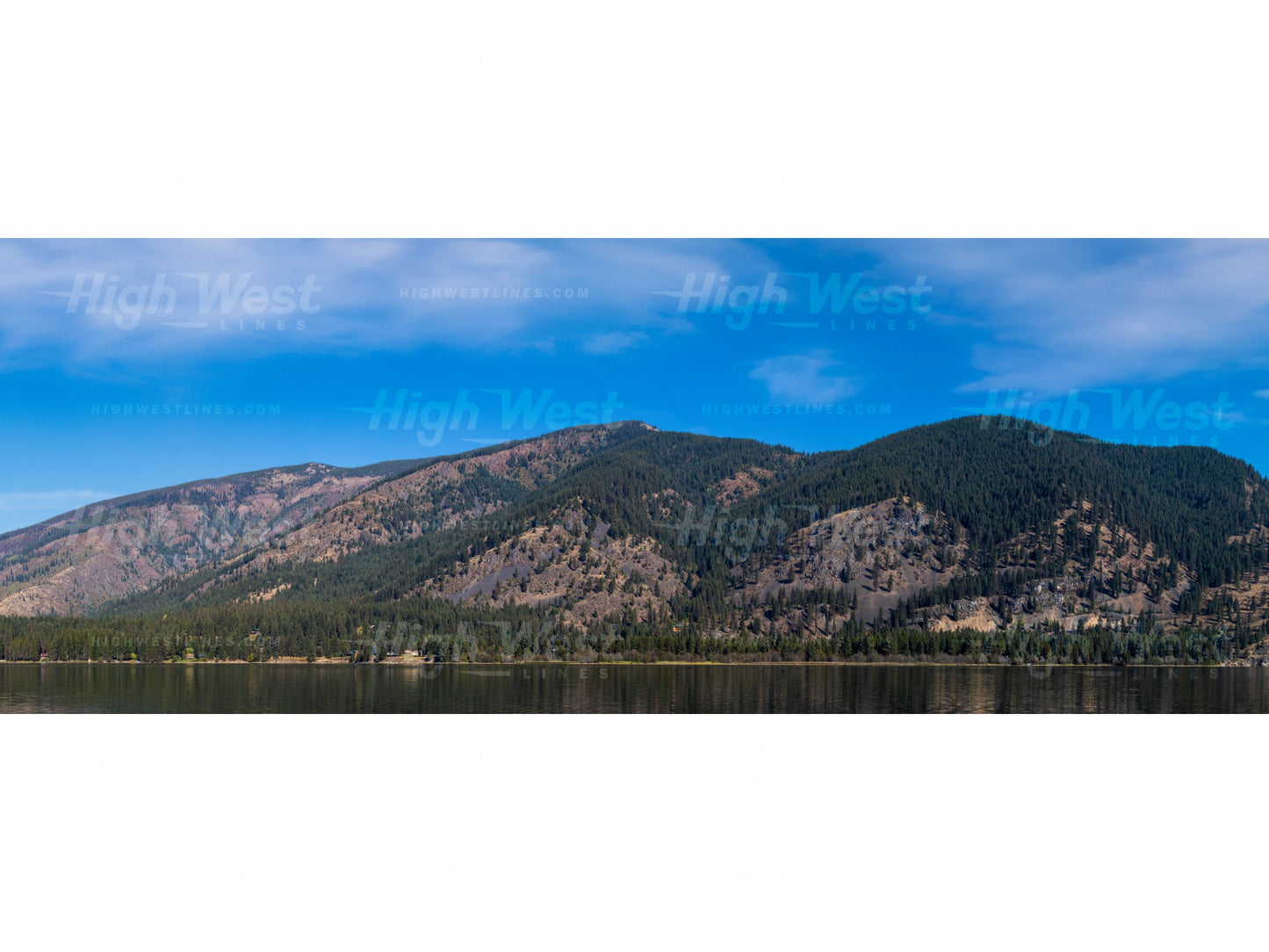 Cabinet Mountains and Clark Fork River - Late Summer - Model railroad backdrop